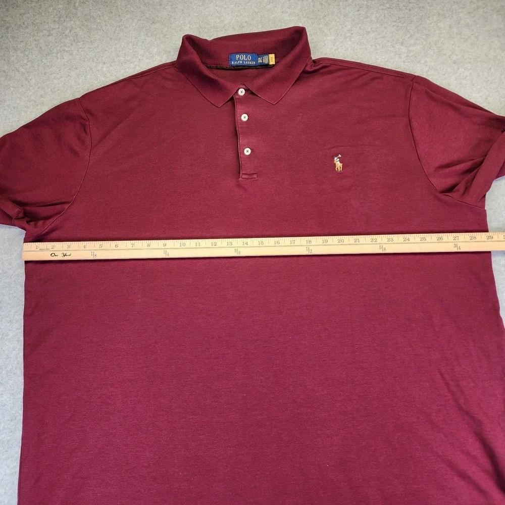 Polo Ralph Lauren Men's 3XLT‎ Long Sleeve Polo Shirt Burgundy Classic Fit